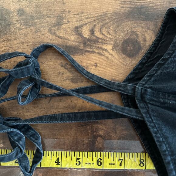 Old Navy 100 Cotton Smocked Back Wide Leg Ankle Jumpsuit Large Black EUC Boho - Picture 5 of 13